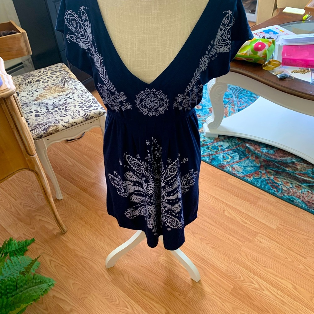 Navy and white swimsuit coverups or mini dress